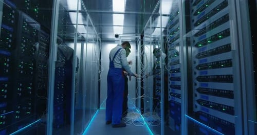 Two Men Working in a Data Center