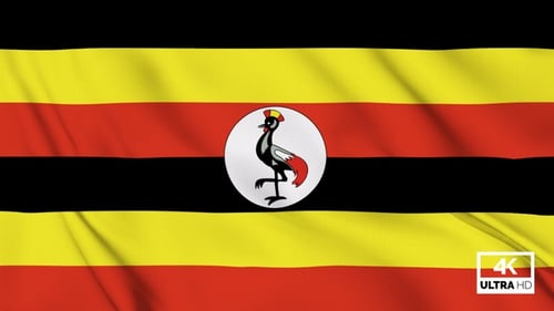 National Uganda Flag Realistic Waving Animation