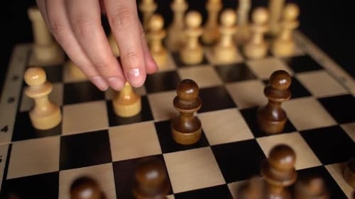White and Black Pieces on Chess Board
