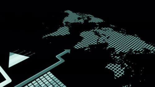 Futuristic Digital Data Infographics and Animated World Map