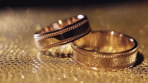 Macro Shot of Two Golden Wedding Rings