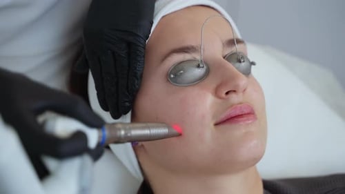 Woman Receiving Laser Treatment at a Medical Spa