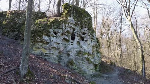 Ensemble d'un monastère troglodyte dans la forêt de Krehiv