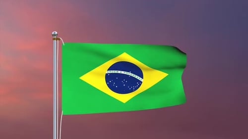 Waving Brazil National Flag Animation