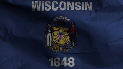 High-Quality Waving Fabric Wisconsin State Flag Animation