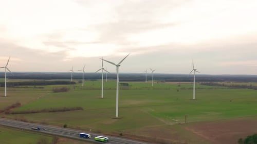Windmill Wind Power Technology - Aerial Drone View on Wind Power, Turbine, Windmill, Energy