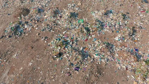 Aerial View. Garbage Pile in Trash Dump. Environmental Pollution From Consumerism Household