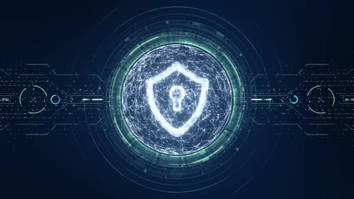 Futuristic Global Network Security Shield Reveal Animation
