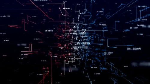 Futuristic Digital Data Network with Glowing Geometric Lines Loop
