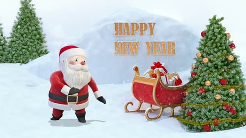 Cute Santa Claus Dancing for Happy New Year Christmas Celebration