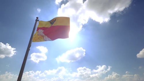 Realistic Sicilian Flag Waving in Bright Blue Sky