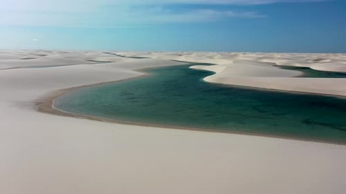Brazilian landmark rainwater lakes and sand dunes. Lencois Maranhenses Brazil.