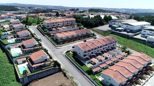 Aerial View of the Building of a Modern House a New Building in the Suburbs