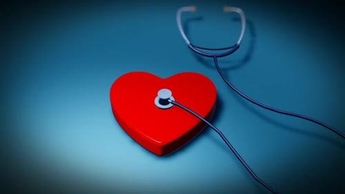 3D Animated Heartbeat with Stethoscope Medical Concept