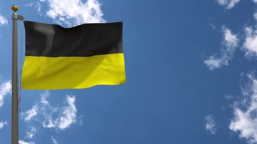 Black and Yellow Waving Flag Animation with Sky Background