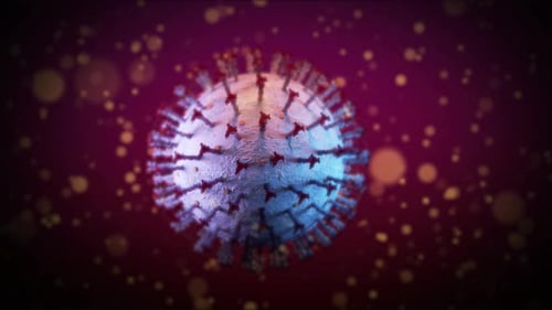 Animated 3D Virus Cell Rotating in Microscopic Environment