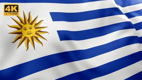 Realistic Waving Flag of Uruguay with Fabric Texture
