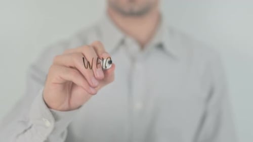 Adult Writing What's Your Idea with Marker