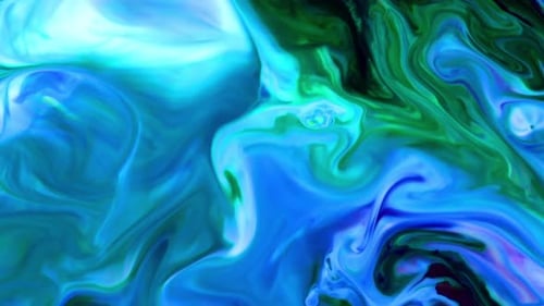 Dynamic Swirling Blue and Green Abstract Paint
