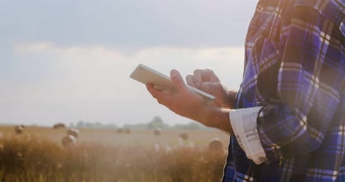 Farmer Using Digital Tablet at Farm