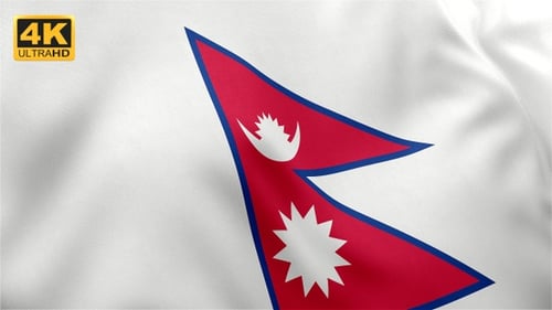 Waving Flag of Nepal with Realistic Fabric Motion