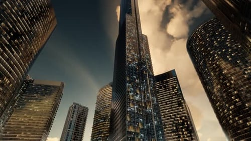 Rascacielos o edificios modernos en la ciudad