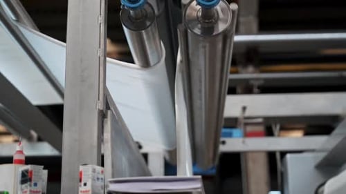 Automated Machine Processing White Material in Factory