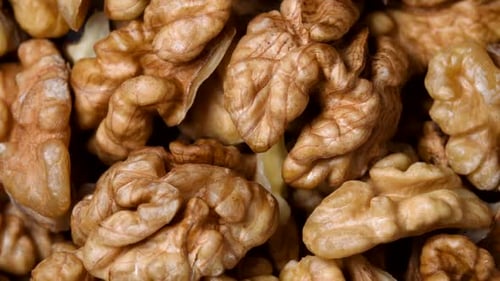 Walnuts rotating top view