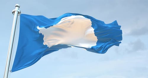 Realistic Antarctica Flag Waving Animation on Sky Background