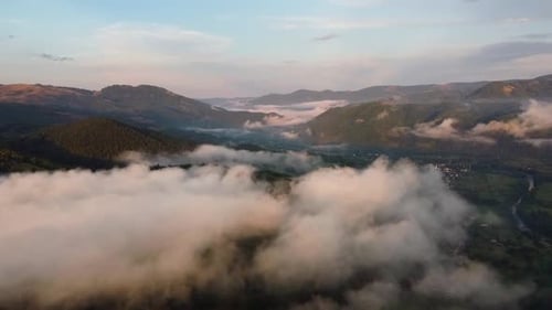 Mountains With Clouds Aerial View