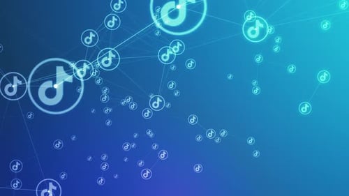 Digital Music Note Icons Animated Network Background