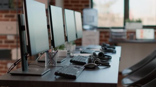 Empty Customer Service Workstation to Help Telemarketing Clients