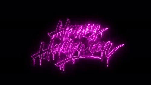 Happy Halloween Glowing Neon Text Animation