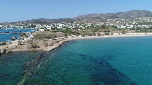 Naxos beach in the Cyclades in Greece seen from the sky