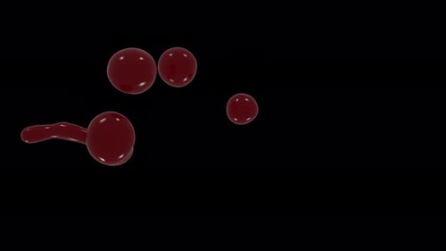 Dynamic Red Fluid Spheres Merging Abstract Background