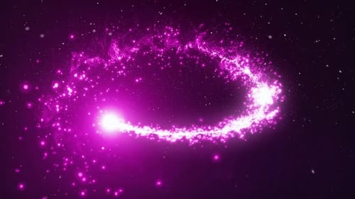 Abstract Glowing Purple Particles Stream and Swirl Visual Effect