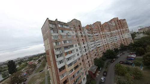Aerial View of Dense Urban Apartment Buildings