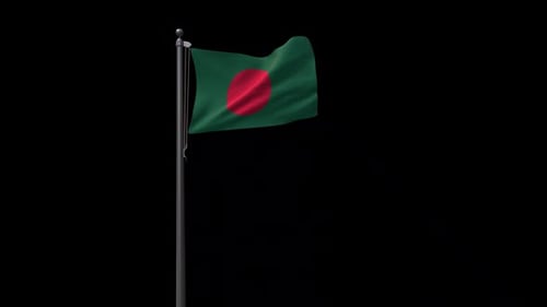 Bangladesh Flag Waving on Black Background