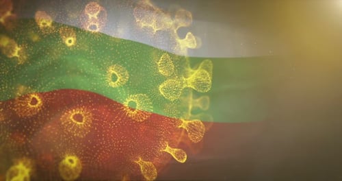 Bulgaria Flag With Corona Virus Bacteria