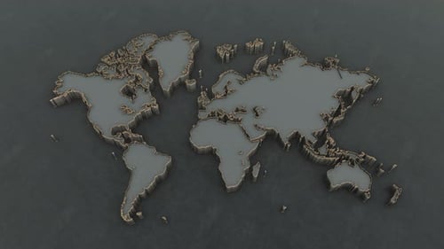 Animated 3D World Map Continent Rise Reveal
