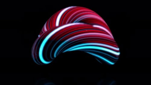 Biegender 3D-Ring isoliert auf schwarzem Hintergrund