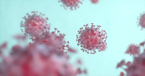 3D Microscopic Virus Particles Floating Medical Animation