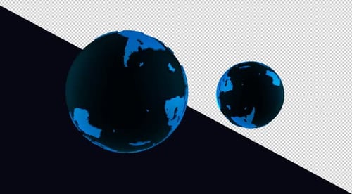 Rotating 3D Blue Earth Globes with Alpha Channel
