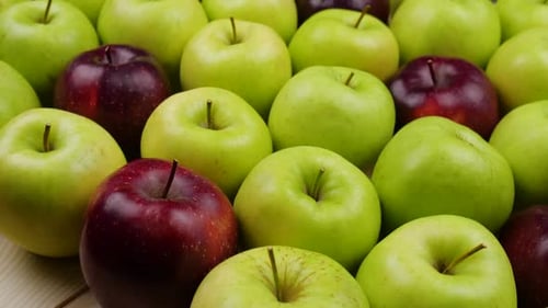 Fresh Green and Red Apples Close Up