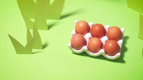 Beautiful Green Spring Background with Easter Eggs