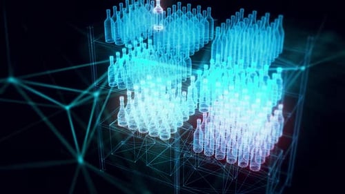 Market Shelf Wines Hologram Close Up 4K