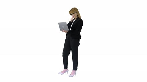 Woman in Suit Working on Laptop