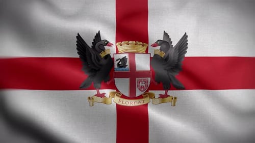 Realistic Waving Flag with Coat of Arms