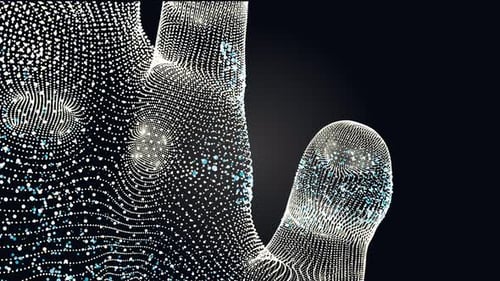 Futuristic Digital Hand Particle Mesh Technology Animation
