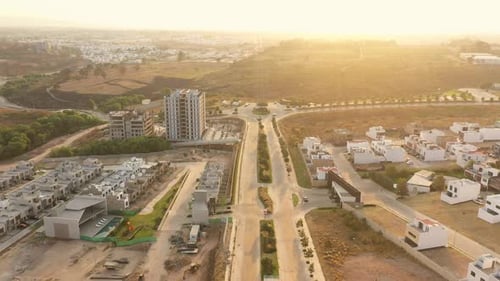 Construction of commercial buildings and houses in urban areas